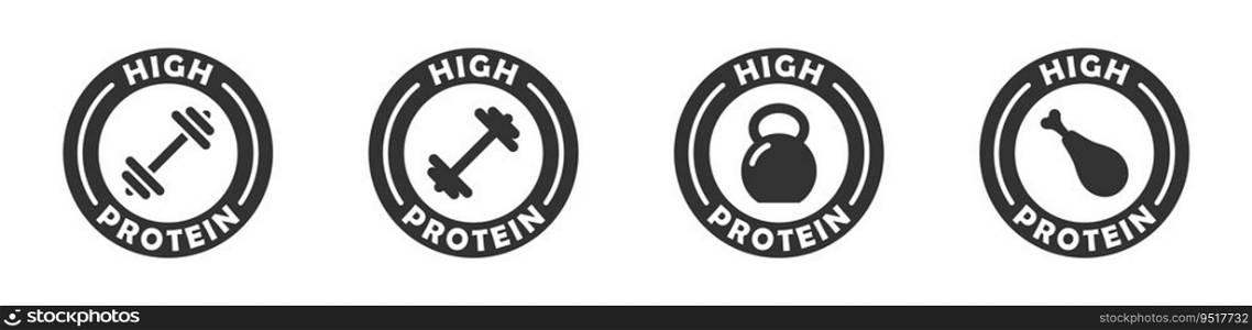 High protein icons set. Flat vector illustration.