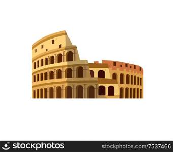High quality, detailed most famous World landmark. Coliseum in Rome, Italy. Colosseum vector illustration. Travel vector. Travel illustration. Travel landmarks. Happy travel . Coliseum in Rome, Italy. Colosseum