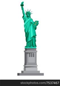 High quality, detailed most famous World landmark. Statue of Liberty. USA. Travel vector. Statue of Liberty. USA