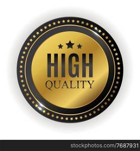 High quality golden label sign. Vector illustration. EPS10. High quality golden label sign. Vector illustration