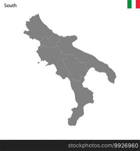 High Quality map South region of Italy, with borders of the provinces
