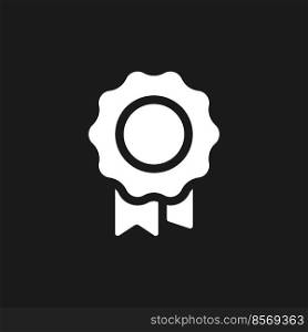 High quality mark dark mode glyph ui icon. Best choice. Brand product. User interface design. White silhouette symbol on black space. Solid pictogram for web, mobile. Vector isolated illustration. High quality mark dark mode glyph ui icon