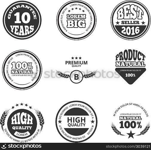 High quality, premium, guarantee vintage vector wax seals labels, badges and logos. High quality, premium, guarantee vintage vector wax seals labels, badges and logos. Warranty banner and sticker best seller illustration