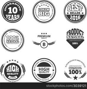 High quality, premium, guarantee vintage vector wax seals labels, badges and logos. High quality, premium, guarantee vintage vector wax seals labels, badges and logos. Warranty banner and sticker best seller illustration