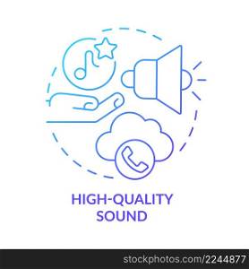 High-quality sound blue gradient concept icon. Audio message service. Benefits of VOIP usage abstract idea thin line illustration. Isolated outline drawing. Myriad Pro-Bold fonts used. High-quality sound blue gradient concept icon