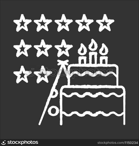 High rating chalk icon. Consumer review, opinion. Testimonial. Customer satisfaction. Event evaluation survey. Positive feedback. Data collection. Isolated vector chalkboard illustration