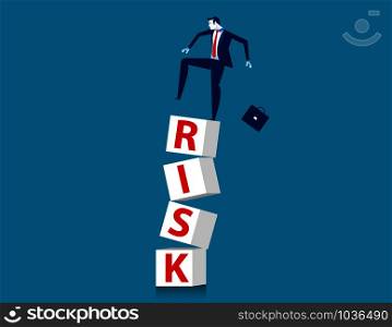 High risk. Businessman standing in cube. Concept bsuiness vector illustration.