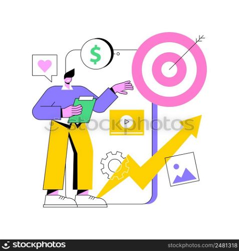 High ROI content abstract concept vector illustration. Social media marketing, online content production, high ROI publication, return on investment measuring, digital strategy abstract metaphor.. High ROI content abstract concept vector illustration.