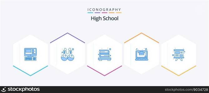 High School 25 Blue icon pack including . team. books. study. study