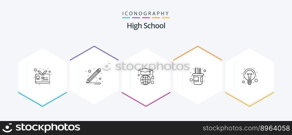 High School 25 Line icon pack including . light. holder. ideas. education