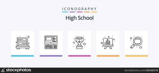 High School Line 5 Icon Pack Including math. accounting. clock. globe. education. Creative Icons Design