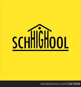 high school logo on yellow background vector illustration