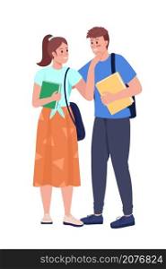 High school sweethearts semi flat color vector characters. Standing figures. Full body people on white. Students isolated modern cartoon style illustration for graphic design and animation. High school sweethearts semi flat color vector characters
