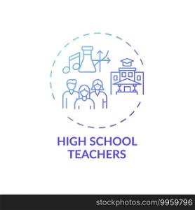High school teachers concept icon. Online teaching jobs types. Someone who prepares and teaches different subjects idea thin line illustration. Vector isolated outline RGB color drawing. High school teachers concept icon