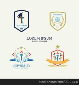 high school university and academy logo symbol vector illustration design