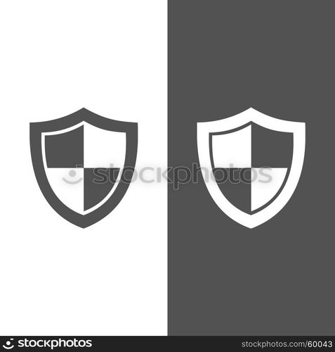 High security shield icon on black and white background