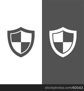 High security shield icon on black and white background