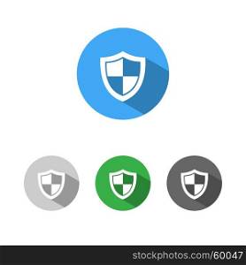 High security shield icon with shade on colored buttons