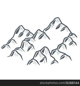 High snow white mountains. Hand-drawn sketch illustration. Natural landscape. Place to climb.. High snow white mountains.