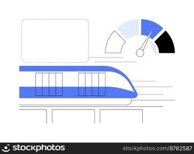 High speed train abstract concept vector illustration. Group of people riding a magnet-powered train, urban transportation, public transport, inter-city express, fast vehicle abstract metaphor.. High speed train abstract concept vector illustration.