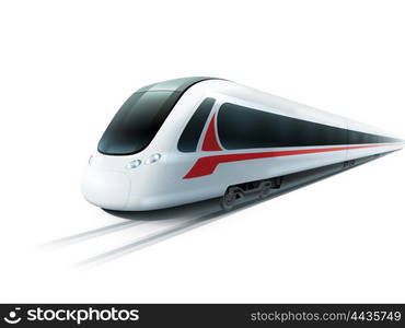 High-Speed Train Realistic Isolated Image . Super streamlined high-speed train on white background emblem realistic image ad poster isolated vector illustration