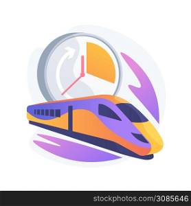 High-speed transport abstract concept vector illustration. High-speed rail, passenger transport, railway station platform, luxury car, rides on road, modern electric train abstract metaphor.. High-speed transport abstract concept vector illustration.