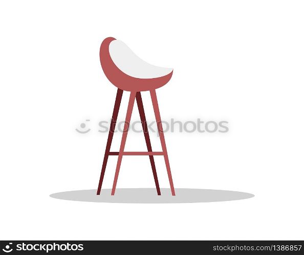 High stool semi flat RGB color vector illustration. Metallic red bar chair. Furnishing for kitchen interior. Comfortable seat for bar. Home furniture. isolated cartoon object on white background. High stool semi flat RGB color vector illustration