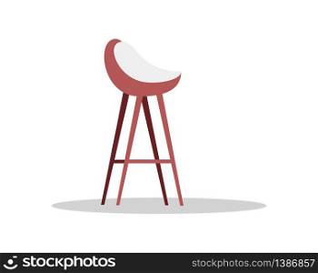 High stool semi flat RGB color vector illustration. Metallic red bar chair. Furnishing for kitchen interior. Comfortable seat for bar. Home furniture. isolated cartoon object on white background. High stool semi flat RGB color vector illustration