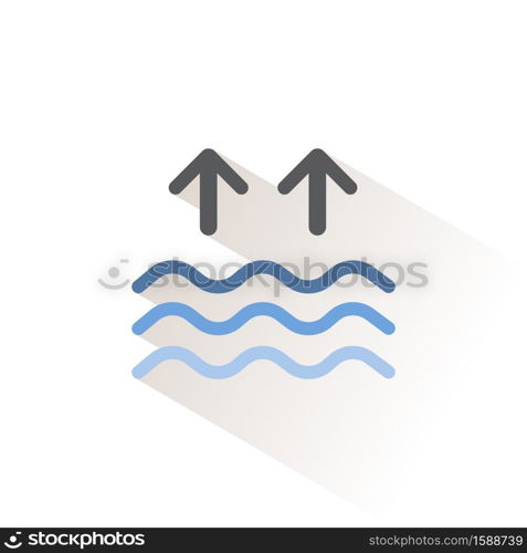 High tides. Waves on the sea. Isolated color icon. Weather glyph vector illustration