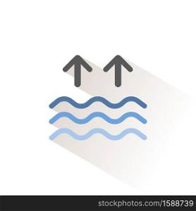 High tides. Waves on the sea. Isolated color icon. Weather glyph vector illustration
