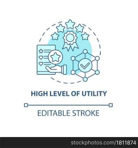 High utility level concept icon. Product usage abstract idea thin line illustration. Design functionality. Producing quality product. Vector isolated outline color drawing. Editable stroke. High utility level concept icon