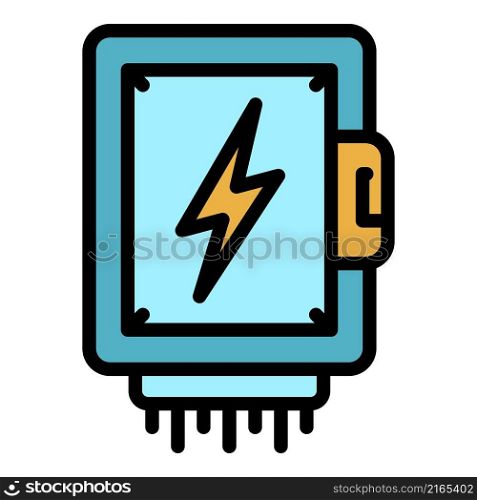 High voltage box icon. Outline high voltage box vector icon color flat isolated. High voltage box icon color outline vector