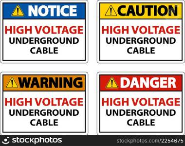 High Voltage Cable Underground Sign On White Background