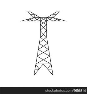 High voltage electric pylon. Power line symbol flat design. Electric power line tower icon isolated on white background. Icon for web design. Vector illustration. High voltage electric pylon. Power line symbol flat design.