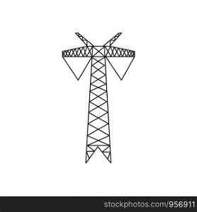 High voltage electric pylon. Power line symbol flat design. Electric power line tower icon. Icon for web design. Isolated on white background. Vector illustration. High voltage electric pylon. Power line symbol flat design.