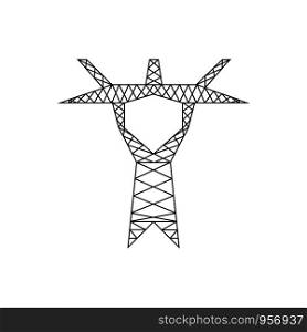 High voltage electric pylon. Simple power line symbol. Electric power line tower icon. Vector illustration. High voltage electric pylon. Simple power line symbol.