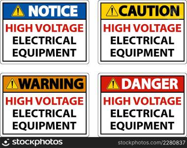 High Voltage Equipment Sign On White Background