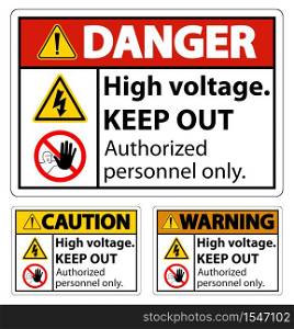 High Voltage Keep Out Sign Isolate On White Background,Vector Illustration EPS.10