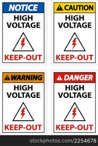 High Voltage Keep Out Sign On White Background