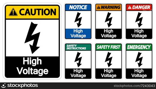 High voltage Sign Isolate On White Background,Vector Illustration EPS.10