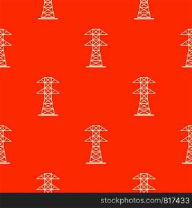 High voltage tower pattern repeat seamless in orange color for any design. Vector geometric illustration. High voltage tower pattern seamless