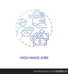 High-wage works concept icon. Hydropower workforce to growing idea thin line illustration. Solar panel installer. Renewable-energy sector. Vector isolated outline RGB color drawing. High-wage works concept icon