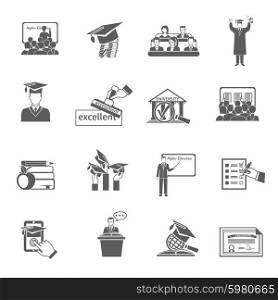 Higher Education Icon Black. Higher education university and college seminar icon black set isolated vector illustration