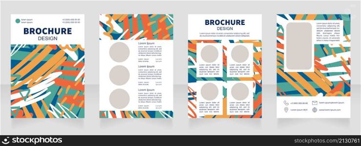 Higher education in modern arts blank brochure design. Template set with copy space for text. Premade corporate reports collection. Editable 4 paper pages. Source Sans, Myriad Pro, Arial fonts used. Higher education in modern arts blank brochure design