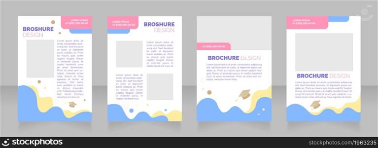 Higher education institution blank brochure layout design. Degree courses. Vertical poster template set with empty copy space for text. Premade corporate reports collection. Editable flyer paper pages. Higher education institution blank brochure layout design