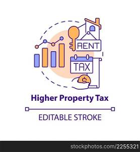 Higher property tax concept icon. Rent payment costs. PPA disadvantage abstract idea thin line illustration. Isolated outline drawing. Editable stroke. Arial, Myriad Pro-Bold fonts used. Higher property tax concept icon