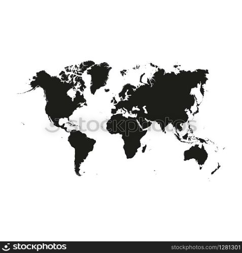 Highly detailed flat gray vector world map isolated on the white background. Template for web site, iconographics.