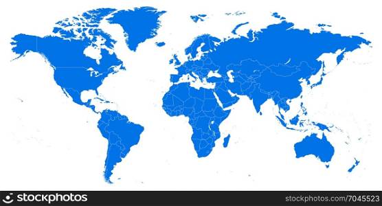 Highly detailed world map. Vector illustration, template