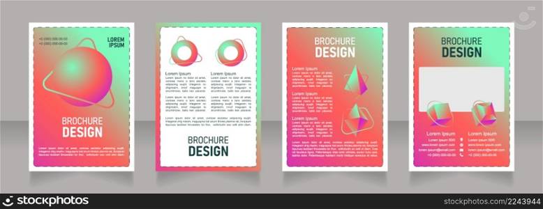 Hightech blank brochure design. Template set with copy space for text. Premade corporate reports collection. Editable 4 paper pages. Bahnschrift SemiLight, Bold SemiCondensed, Arial Regular fonts used. Hightech blank brochure design
