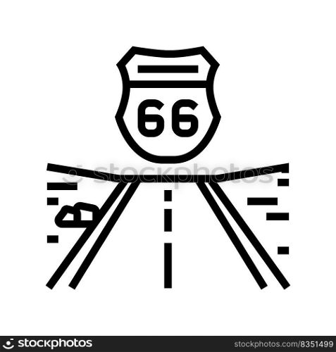 highway 66 line icon vector. highway 66 sign. isolated contour symbol black illustration. highway 66 line icon vector illustration